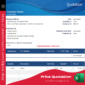 An Excel template for creating professional business price quotations, featuring fields for client information, item details, and automated cost calculations.