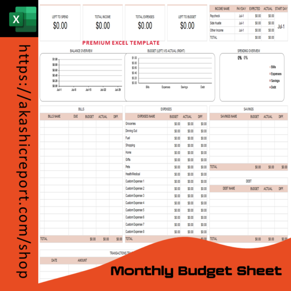 A well-structured Excel template showcasing sections for income, expenses, and monthly savings with automated calculations.