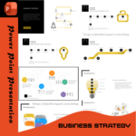 Professional business strategy PowerPoint template with customizable slides for market analysis, financial highlights, and team introductions.