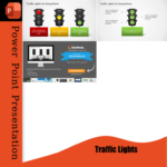 PowerPoint template featuring customizable traffic light graphics for business and project presentations.