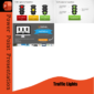 PowerPoint template featuring customizable traffic light graphics for business and project presentations.