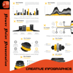 Animated creative infographic PowerPoint template with vector icons, business charts, and modern designs.