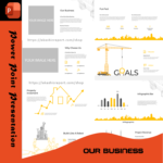 Professional business PowerPoint template with company introduction, strategy, and vision slides.