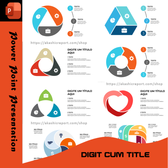 A modern Digit Cum Title PowerPoint template with numbered steps, infographics, and structured presentation layouts.