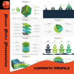 A professional Company Profile PowerPoint template with modern design, business slides, and infographic elements.