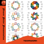 A professional teamwork-themed PowerPoint template featuring collaboration diagrams, leadership slides, and project workflow visuals.
