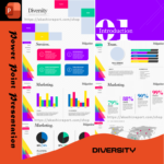 A professionally designed Diversity PowerPoint template featuring team introductions, branding visuals, and business storytelling slides.