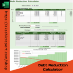 Debt Reduction Calculator Excel Template for tracking loan repayments and outstanding balances