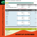 Startup Expenses Excel Template for budgeting and tracking business costs.