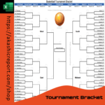 Tournament Bracket Excel Template displaying structured match rounds and participant names
